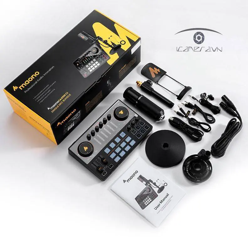Bộ trộn âm thanh soundcard mixer Maono AME2A (bao gồm micro thu âm