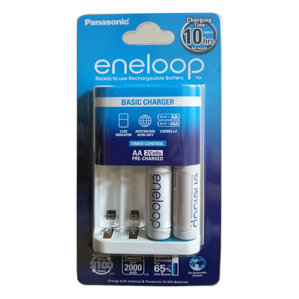 Bộ sạc pin Eneloop tiêu chuẩn 10 giờ K-KJ51MCC20V kèm 2 viên pin AA