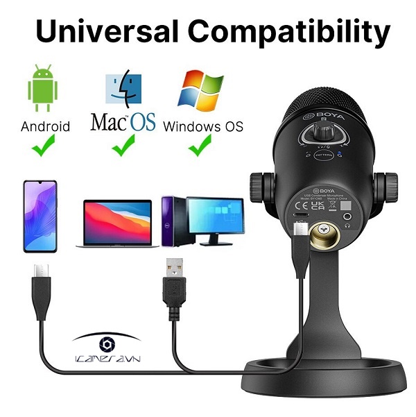 BOYA BY-CM5 - Mic thu âm dành cho Điện thoại Android (Type-C) và Laptop (USB)