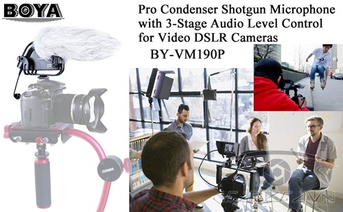Mic thu âm Boya BY-VM190P cho máy quay, máy ảnh DSLR