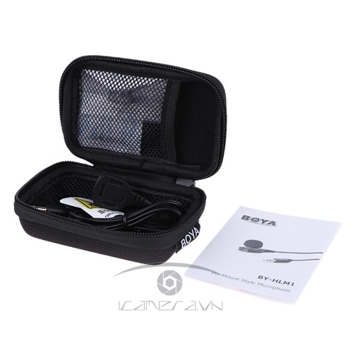 Mic gài dạng pin đính Boya BY-HLM1 jack 3.5mm cho DSLR camera