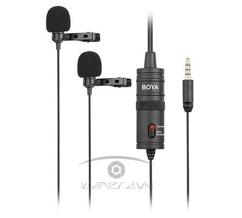 Mic đôi gài áo Boya BY-M1DM cho điện thoại, máy ảnh jack 3.5mm