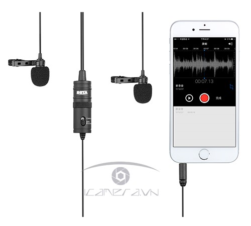 Mic đôi gài áo Boya BY-M1DM cho điện thoại, máy ảnh jack 3.5mm