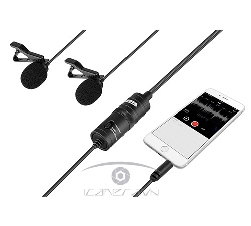 Mic đôi gài áo Boya BY-M1DM cho điện thoại, máy ảnh jack 3.5mm