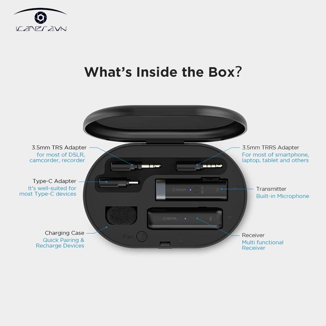 Mic thu âm không dây Boya BY-WM3U cho điện thoại Type-C
