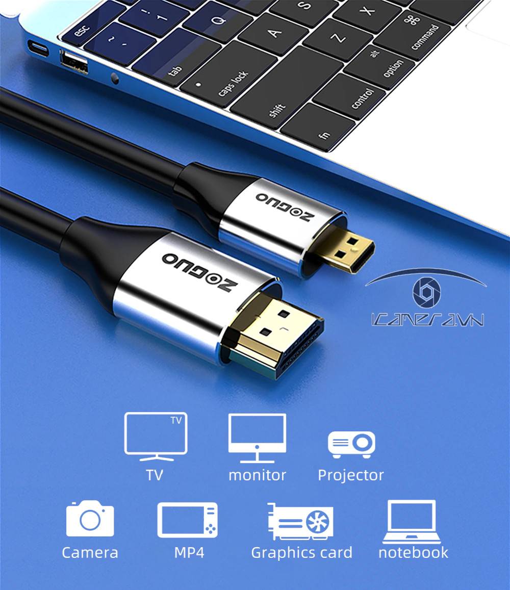 Cáp Micro HDMI ZOGUO tốc độ cao 5m (Micro HDMI to HDMI)