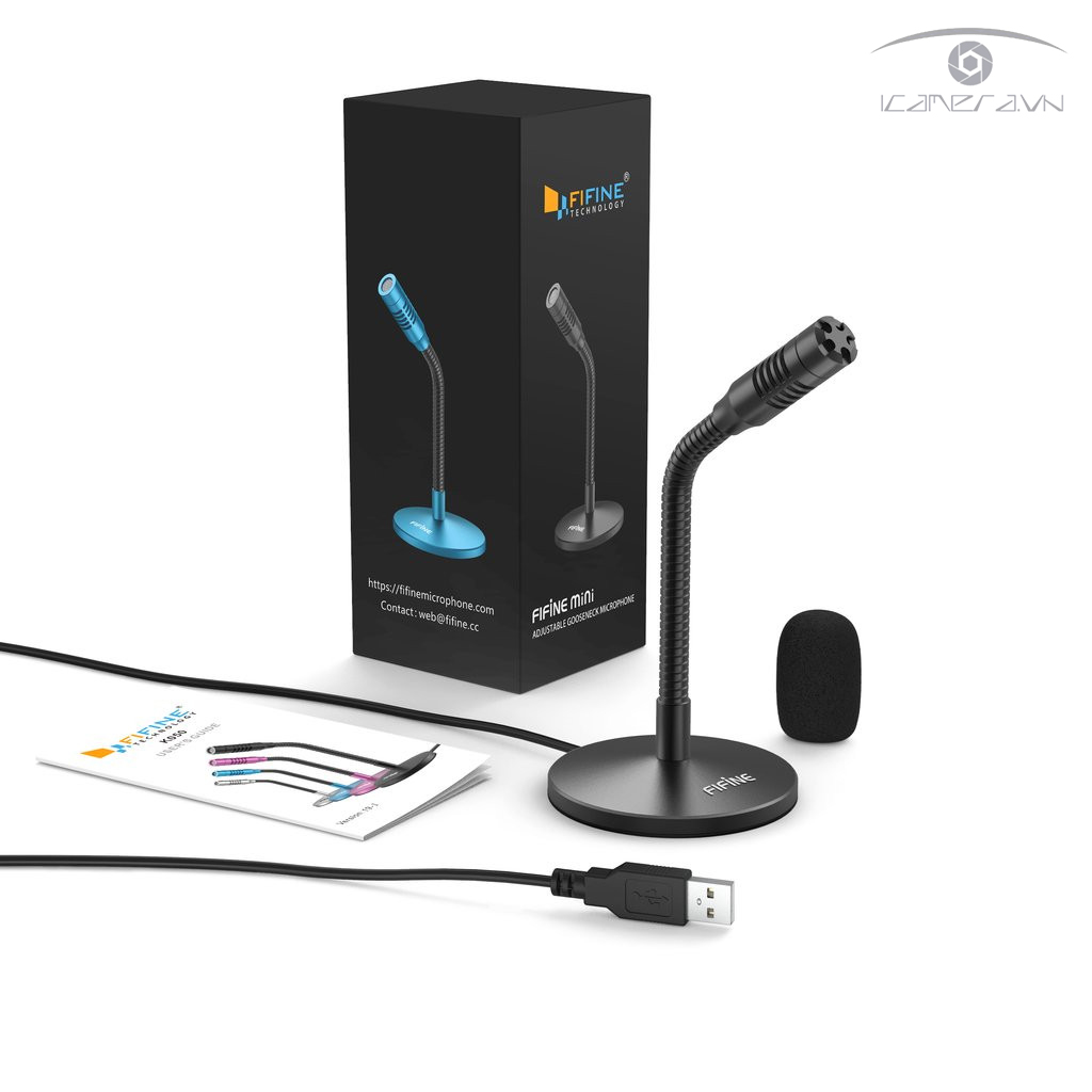 Micro thu âm mini FIFINE K050 USB hỗ trợ trên Laptop/PC