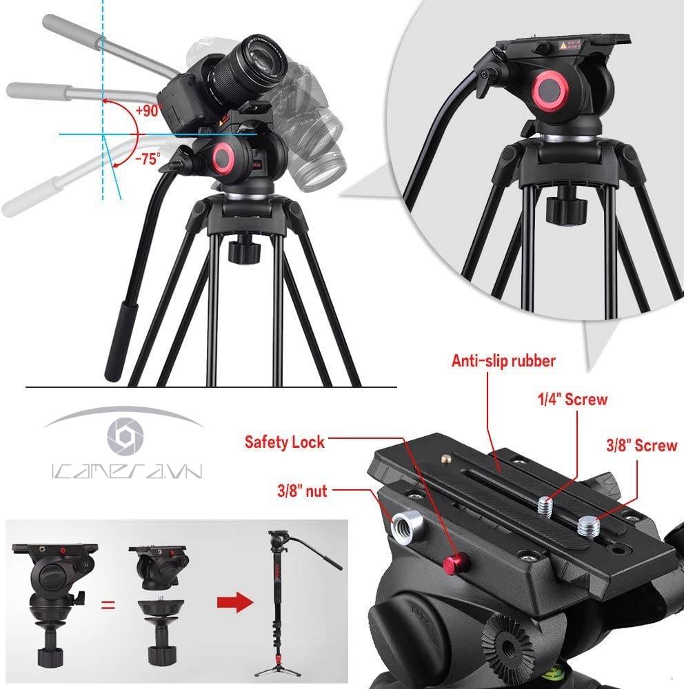 Chân máy ảnh máy quay Tripod Miliboo M601A