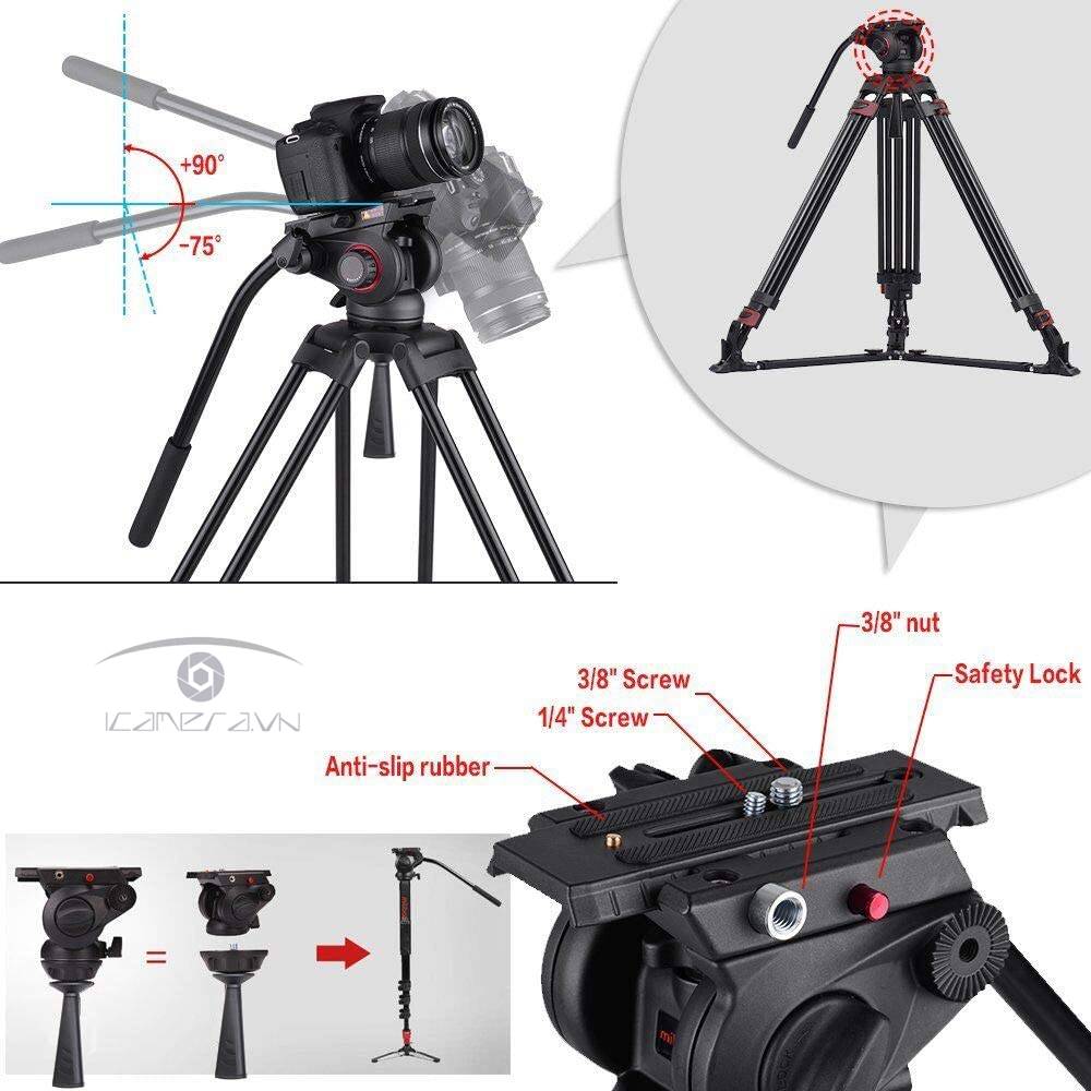 Chân máy ảnh máy quay Tripod Miliboo M609A