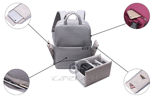 Balo Caden L5-2 thời trang cho dân nhiếp ảnh và phượt (cỡ trung)