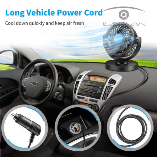 Quạt máy mini 12v trên ô tô, xe hơi cắm tẩu thuốc giá rẻ