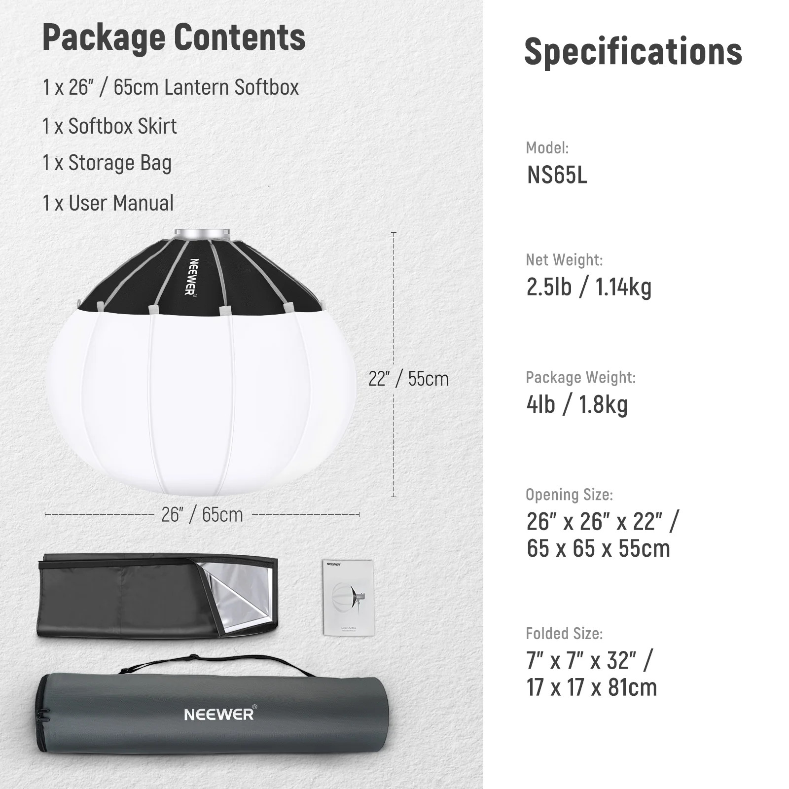Softbox NEEWER NS65L Lantern (65cm)