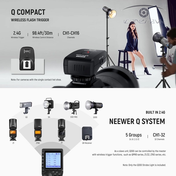 NEEWER Q300 300Ws 2.4G Outdoor Strobe Flash