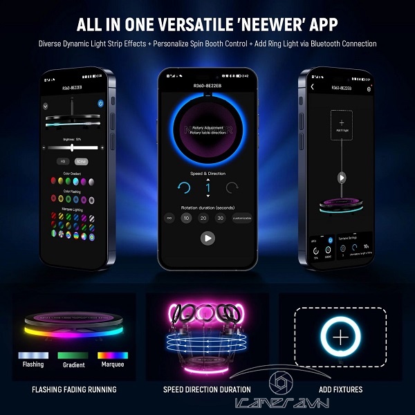 NEEWER R360 39.4″/100cm 360 Photo Booth with RGB LED Strip & Remote