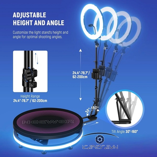 NEEWER R360 39.4″/100cm 360 Photo Booth with RGB LED Strip & Remote