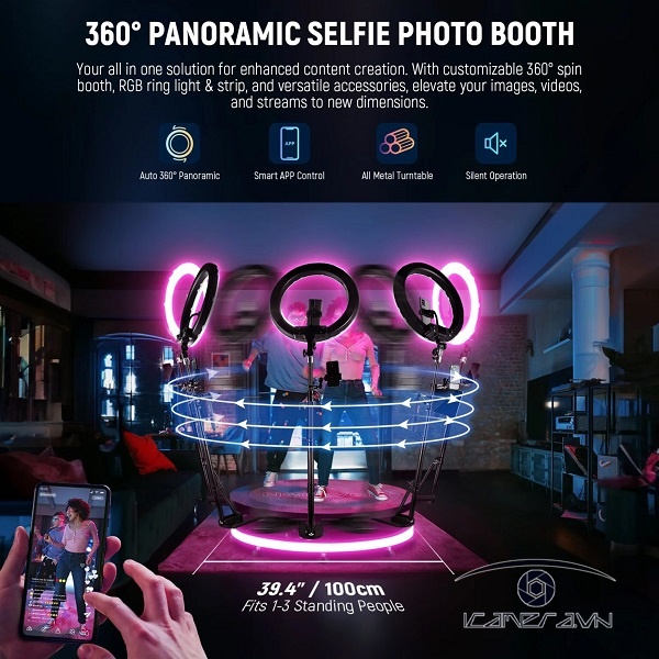 NEEWER R360 39.4″/100cm 360 Photo Booth with RGB LED Strip & Remote