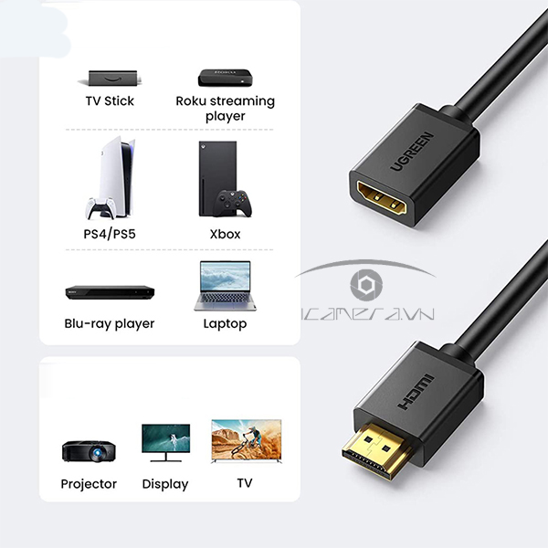 Cáp nối dài HDMI tròn chính hãng Ugreen 10140/10141/10142