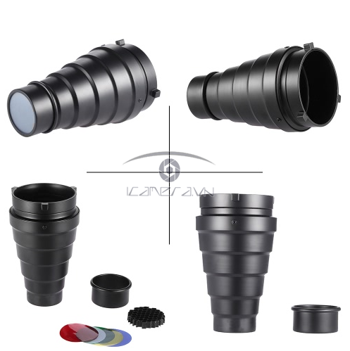 Ống gom sáng Snoot kèm filter màu cho đèn Flash