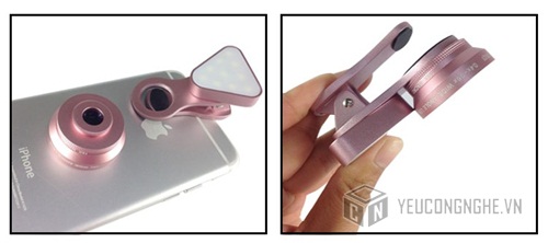 Ống kính chụp ảnh cho smartphone 3 trong 1 Macro, góc rộng, đèn led Lieqi LQ-035