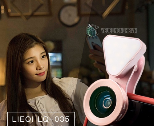 Ống kính chụp ảnh cho smartphone 3 trong 1 Macro, góc rộng, đèn led Lieqi LQ-035