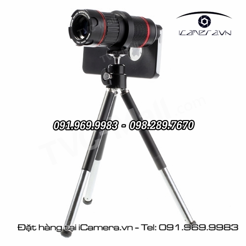 Ống kính tele zoom chỉnh tiêu cự cho iPhone 4-12x lens chuyên nghiệp như DSLR