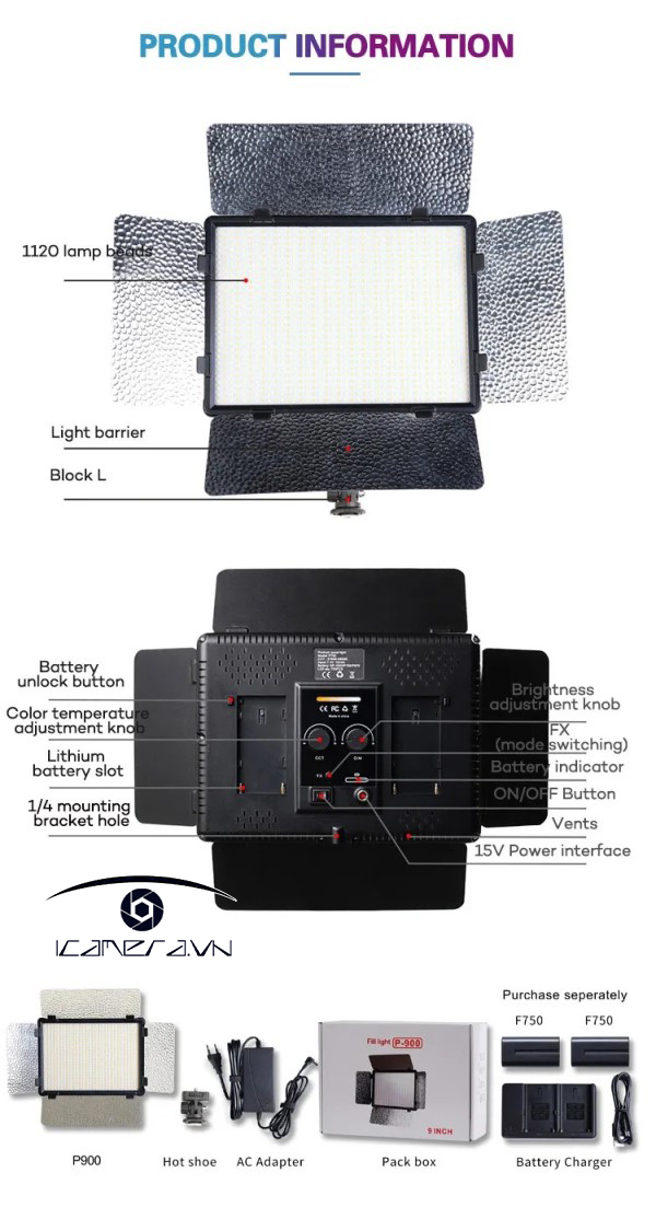 Đèn Led ZSYB P900 quay phim Camera Light