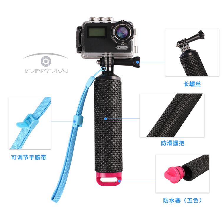 Phao Gopro Hero cầm tay có nắp đóng mở tiện dụng