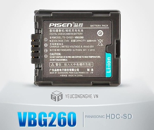 Pin cho máy quay Panasonic VBG260 Pisen