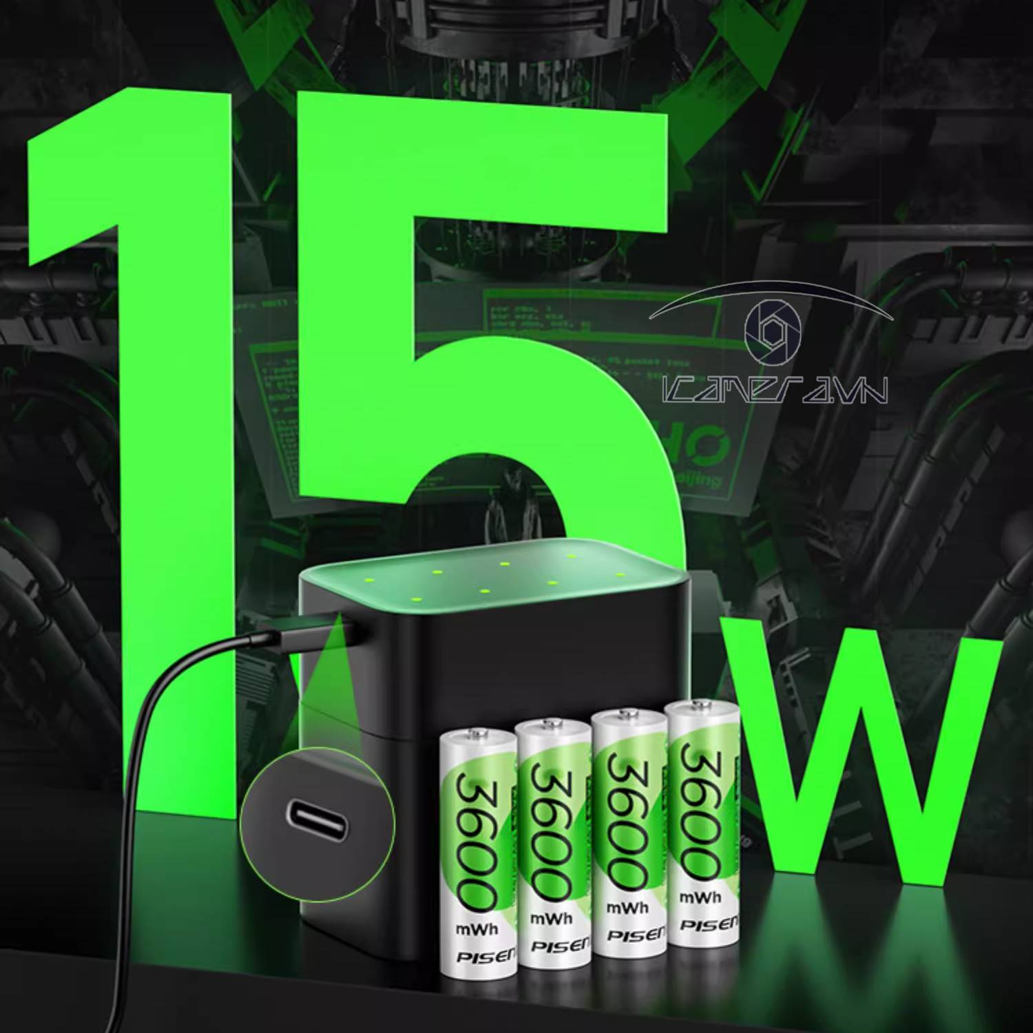 Bộ sạc 8 pin Pisen AA5 (Pisen-8) 3600mWh Li-ion 1.5V