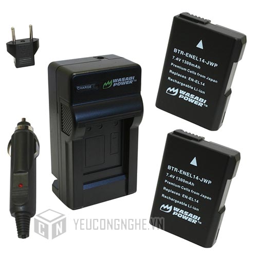 Bộ 1 pin 1 sạc cho máy ảnh Nikon EN-EL14 Wasabi