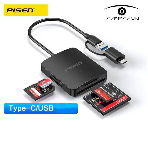 Đầu Đọc Thẻ Nhớ Pisen đa năng USB 3.0 và Type-C