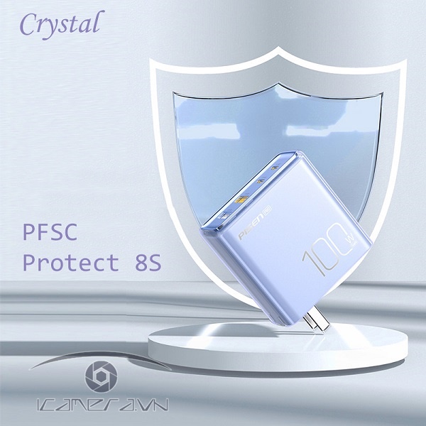 Sạc Laptop , Bộ sạc nhanh 100W 4 cổng 2C2A Crystal - PISEN PRO Crystal 100W GaNPro