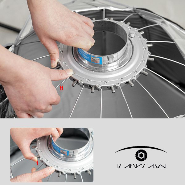 Softbox Parabolic thao tác nhanh QP2-70 kèm lưới tổ ong