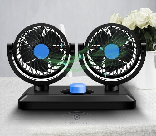 Quạt đôi mini trên ô tô làm mát xe hơi 12V cắm cổng USB model JR-T102