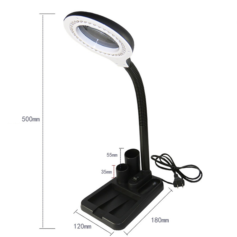 Kính lúp để bàn 5-10X kèm 40 bóng LED siêu sáng MA808