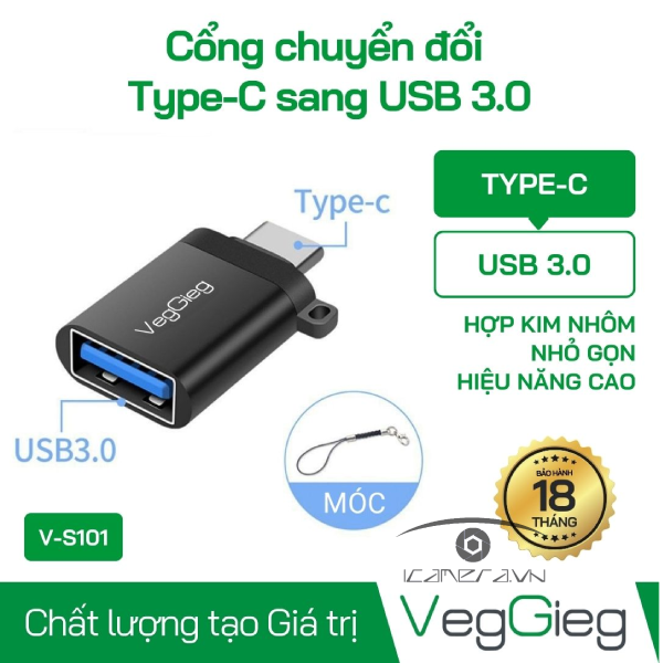 Cổng Chuyển Đổi Type-C Dương Sang USB 3.0 Âm - V-S101