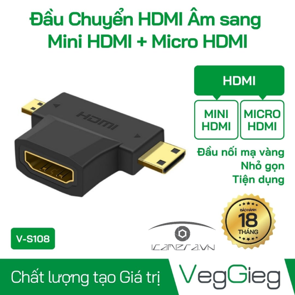 Đầu Chuyển HDMI Âm Sang Mini HDMI Dương và Micro HDMI Dương - V-S108