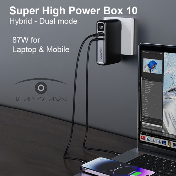 Sạc dự phòng 87W - PISEN PRO Super High Power Box - Hybrid - Laptop & Mobile