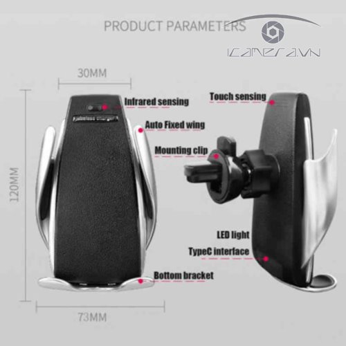 Giá đỡ kiêm sạc nhanh không dây trên ô tô Smart Sensor S5