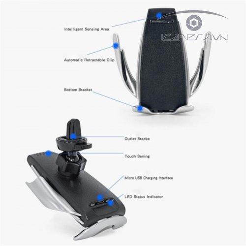 Giá đỡ kiêm sạc nhanh không dây trên ô tô Smart Sensor S5