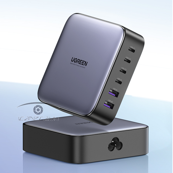 Củ sạc nhanh Nexode 200W GaN 6 cổng, USB Type-C x4, USB Type-A x2 Ugreen 40914EU chính hãng