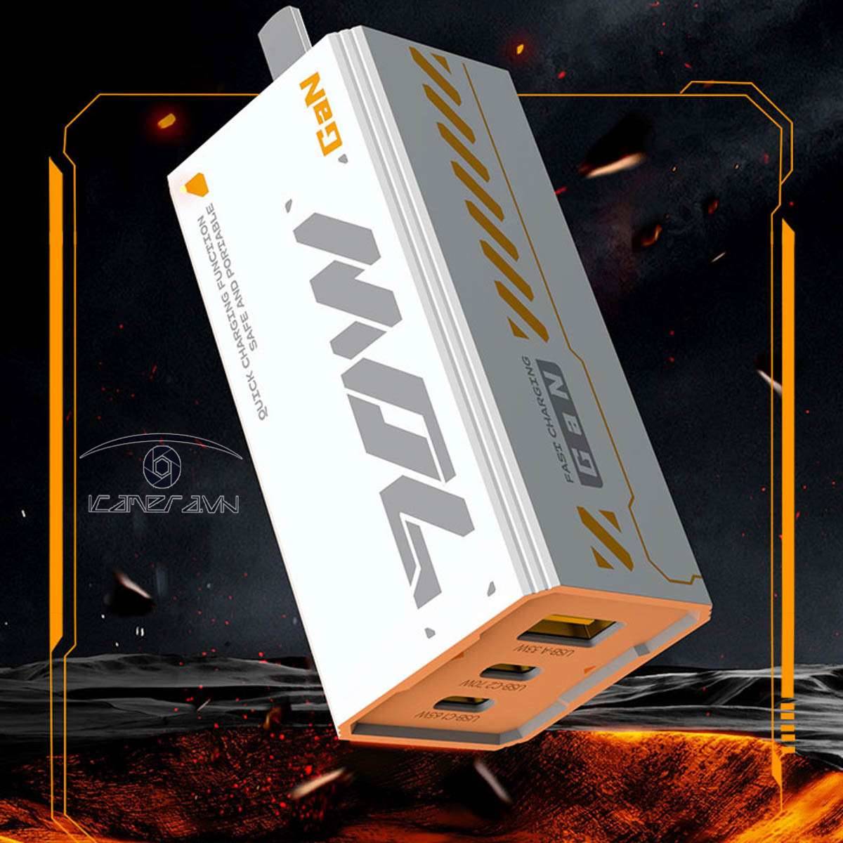 Sạc nhanh đa năng 3 cổng PISEN Pro -Mecha GaNUltra 70W 2C1A CC1200