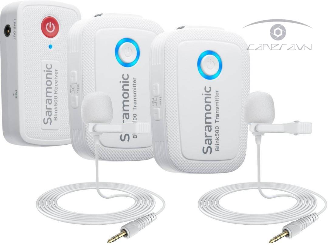 Mic không dây 2 phát - 1 thu Saramonic Blink 500 B2W (màu trắng)