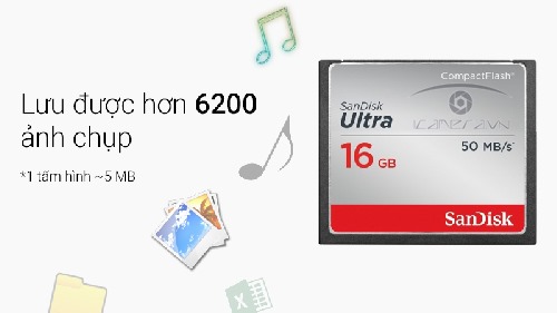 Thẻ nhớ CompactFlash SanDisk Ultra 16GB SDCFHS-016G-G46