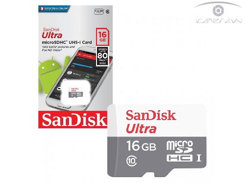 Thẻ Nhớ MicroSDXC SanDisk Ultra 16GB 80MB/s chính hãng SDSQUNS-016G-GN3MN