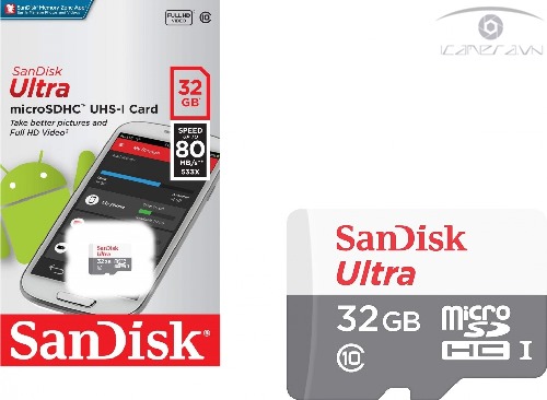 Thẻ Nhớ MicroSDXC SanDisk Ultra 32GB 80MB/s chính hãng SDSQUNS-032G-GN3MN