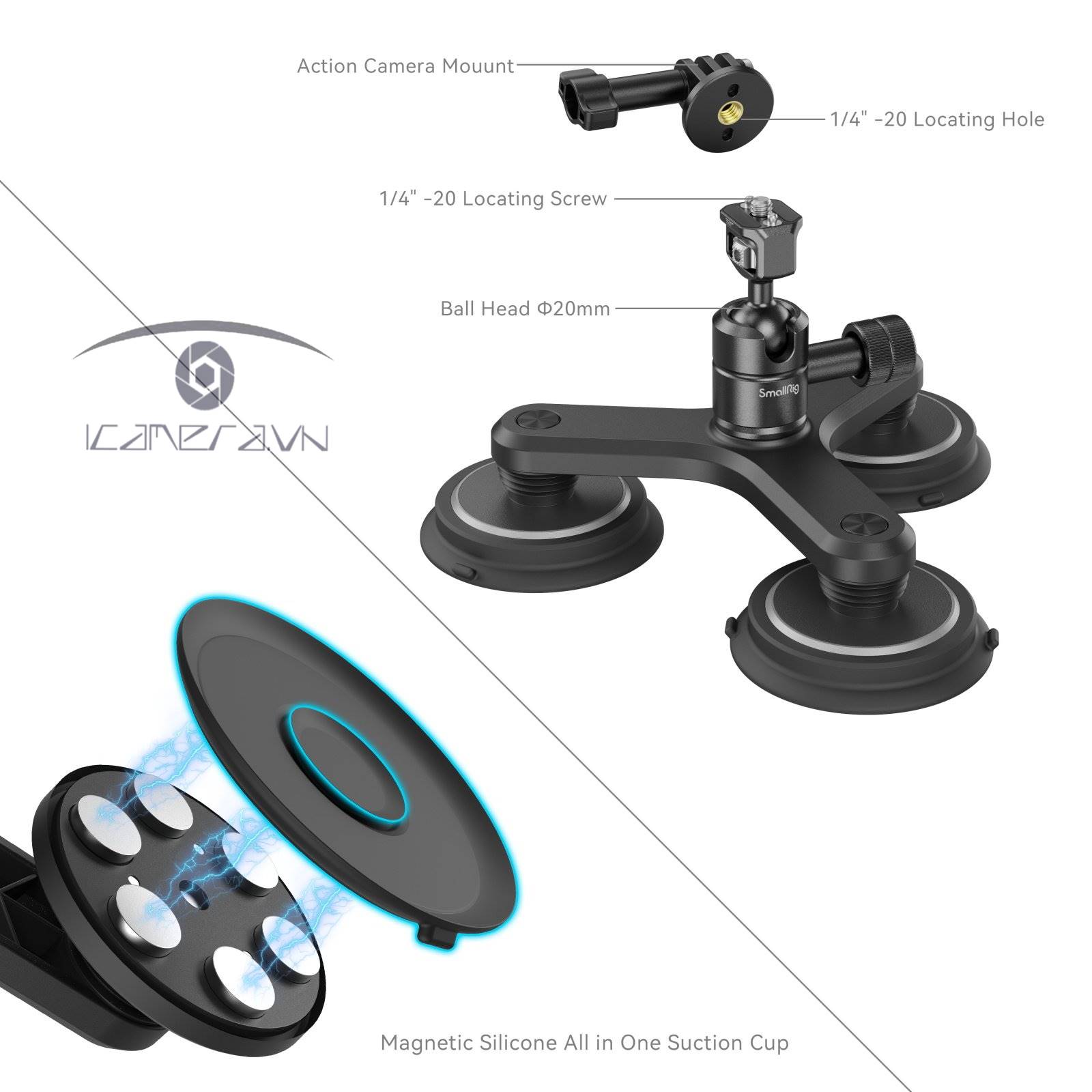 SmallRig 4468 - Giá đỡ hút chân không 3 chân