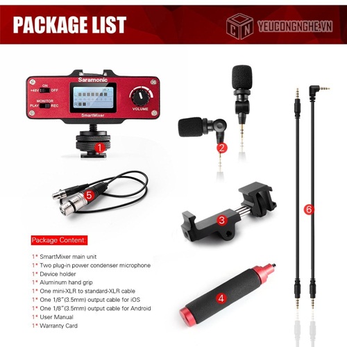 Bộ Mixer thu âm chất lượng cao cho Smartphone iOS, Android Smart Mixer chính hãng Saramonic