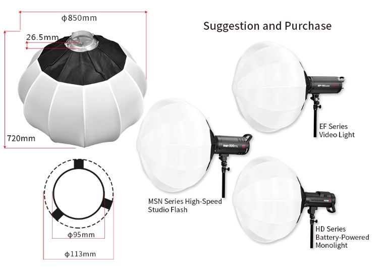 Softbox tản sáng hình cầu đường kính 85cm - Softbox Chinaball LIFE