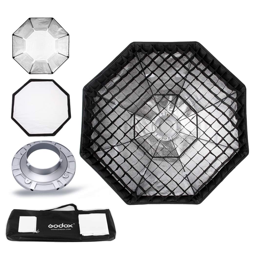 Softbox bát giác Godox đường kính 120cm kèm Grip lưới tổ ong